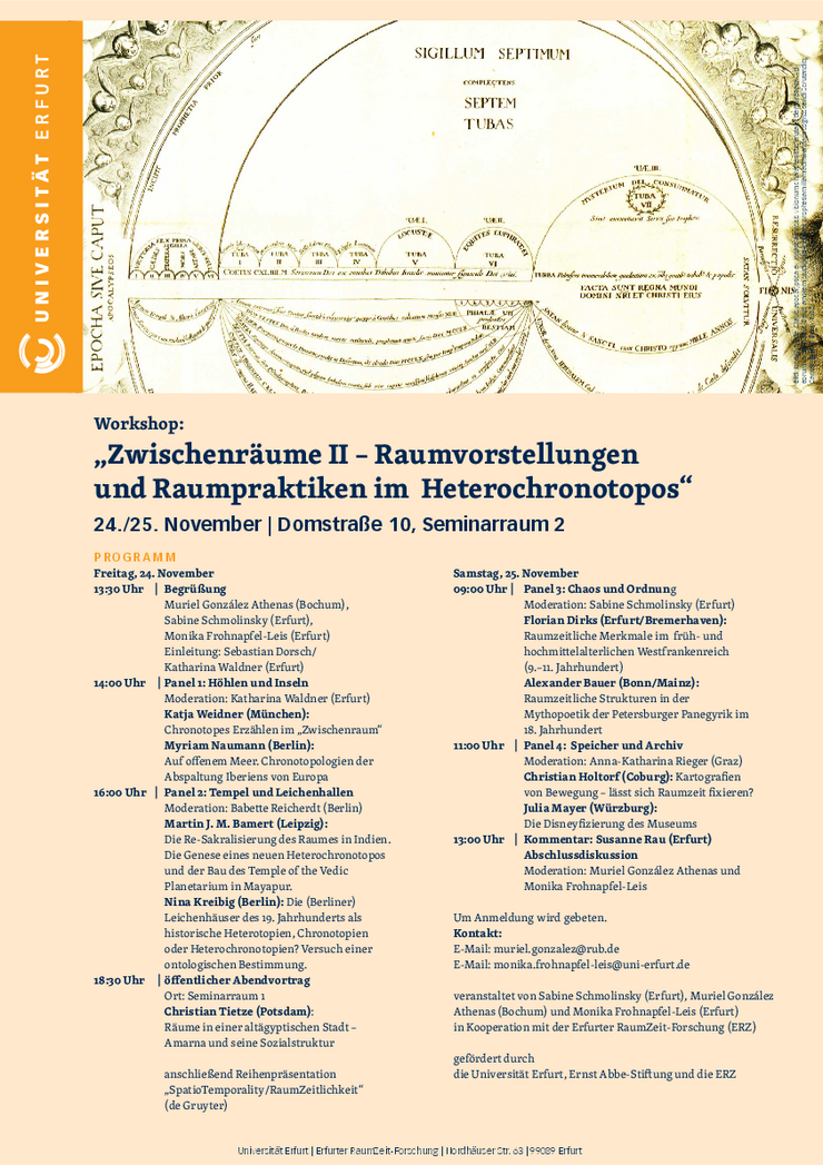 [Translate to English:] Programm: Zwischenräume II - Raumvorstellungen und Raumpraktiken im Heterochronotopos"