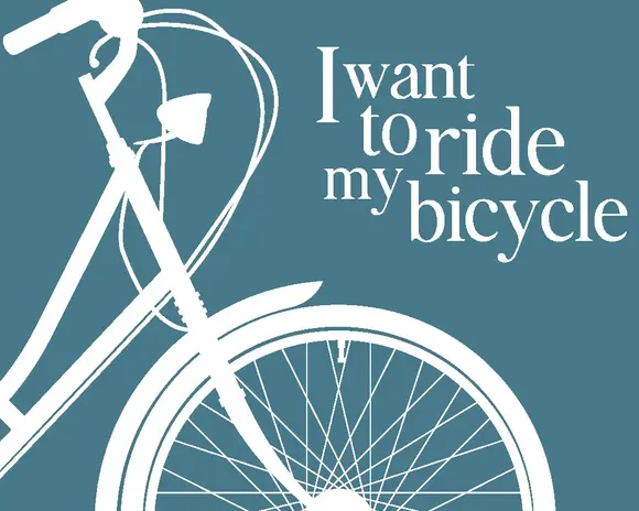 Postkarte "I want to ride my bicycle"