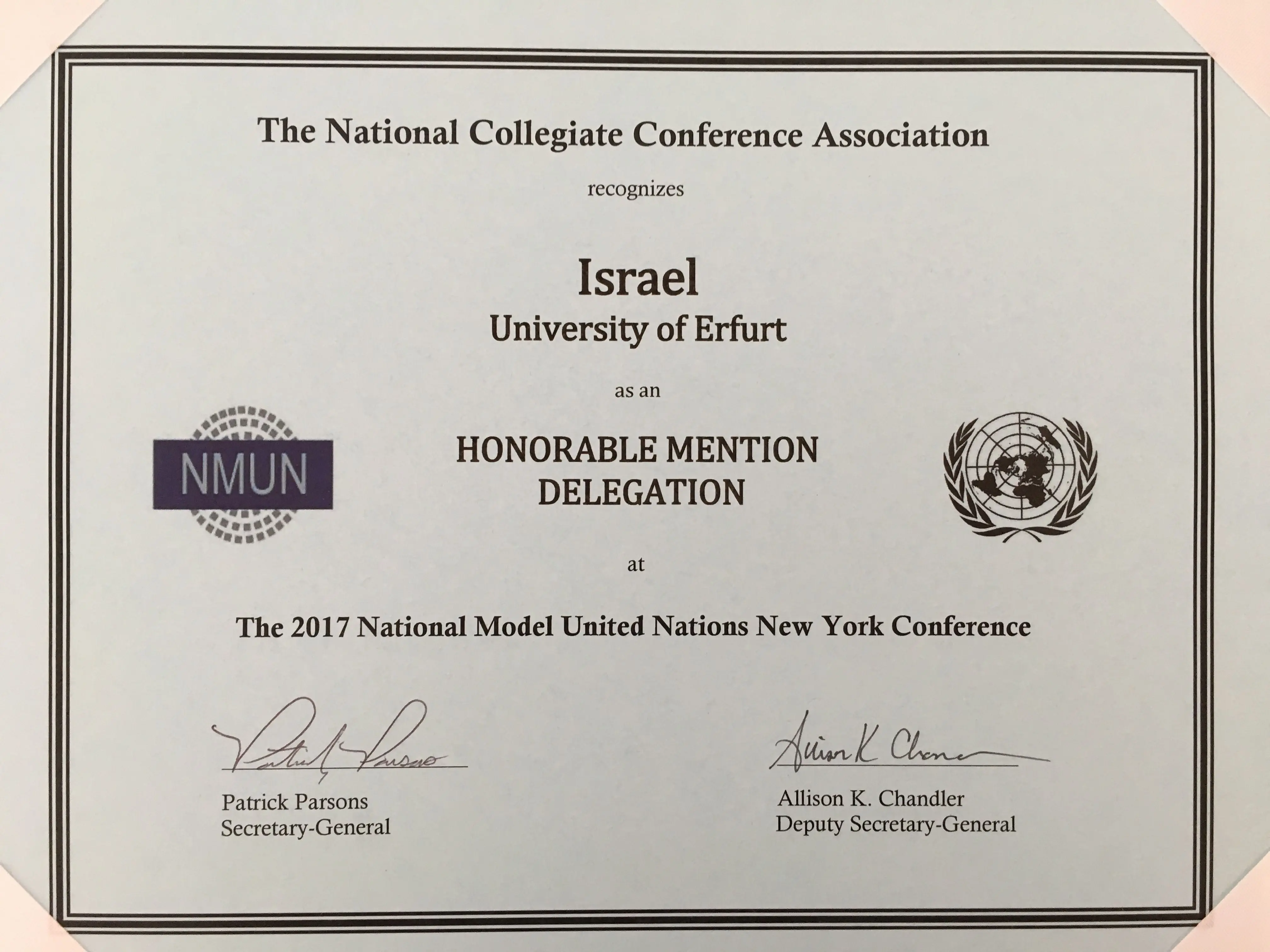 Auszeichnung Israel Honorable Mention Delegation