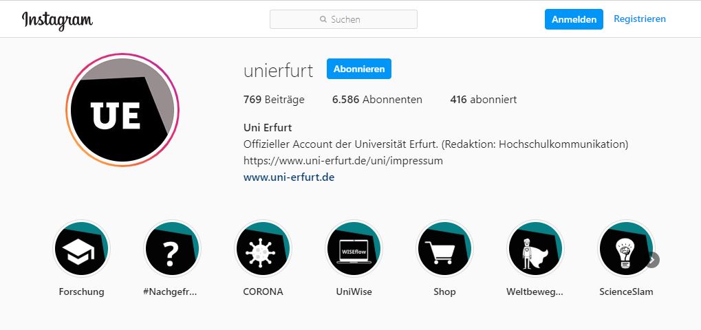 Instagram Uni Erfurt
