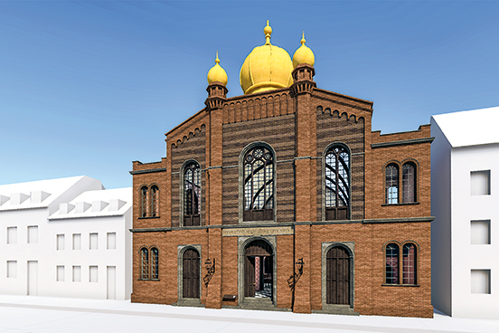 Virtual front view of the Great Synagogue