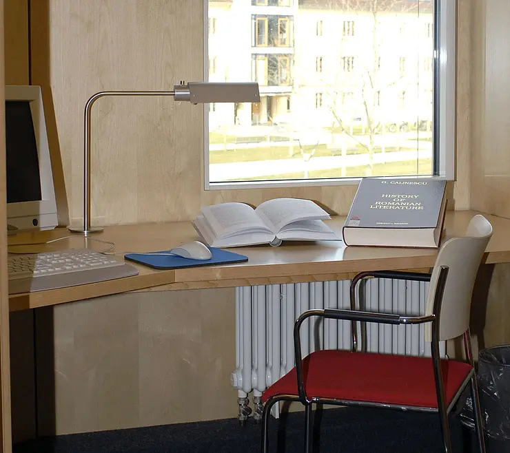 Interior view of a reading room carrel