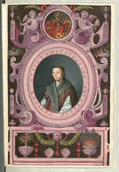 Coloured portrait of Katharina Thurso, Raymond Fugger's wife and Johann Jakob Fugger's mother