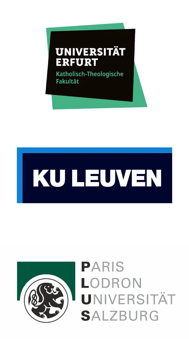Logos der Universitäten Erfurt, Leuven und Salzburg