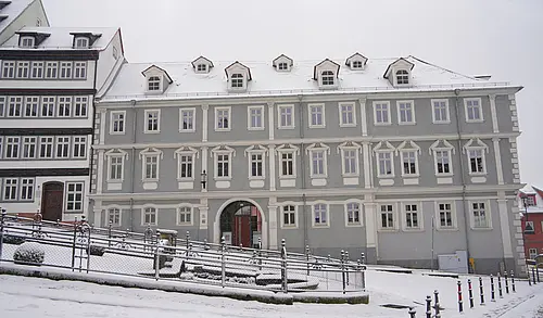 Forschungszentzrum im Schnee, vom Schloßberg aus gesehen