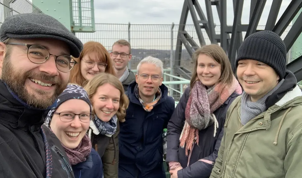 Selfie der Mitglieder der Professuren für Kirchengeschichte an den Universitäten Bochum und Erfurt im Rahmen des Oberseminars