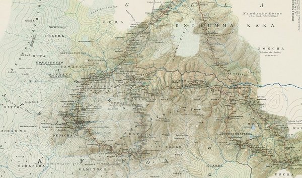 Ausschnitt einer Landkarte von Kafa