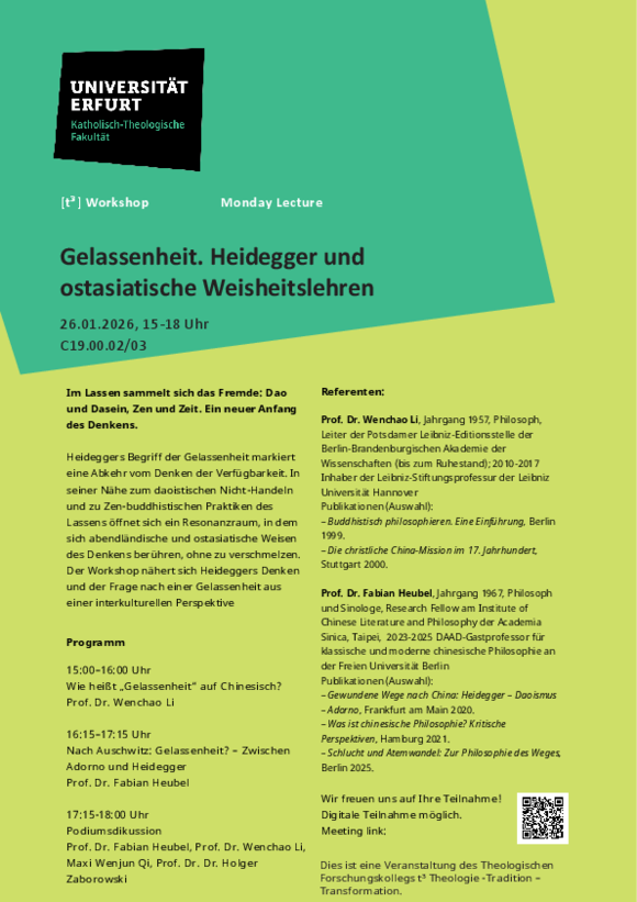 Gelassenheit Workshop Aushang