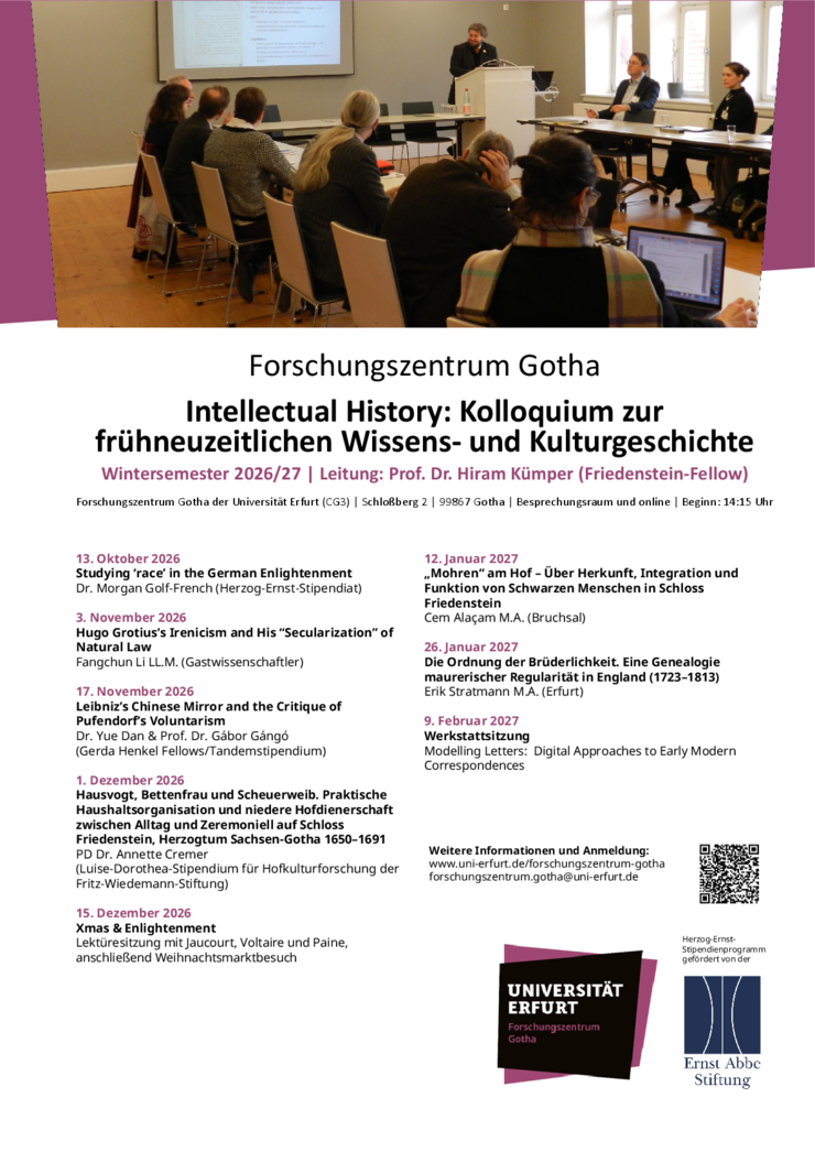 Programme poster with picture of the lecture hall