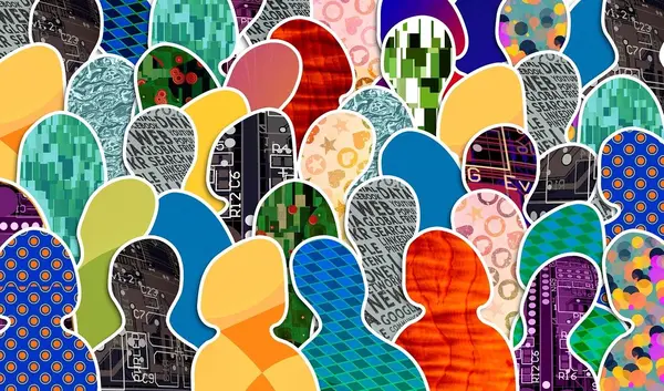 Muster aus bunten Umrissen von Personen