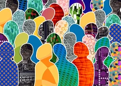 Colourful silhouettes of people