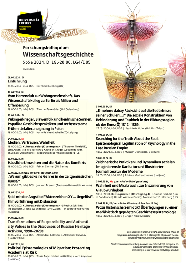 Kolloquium Wissenschaftsgeschichte 2024 SoSe