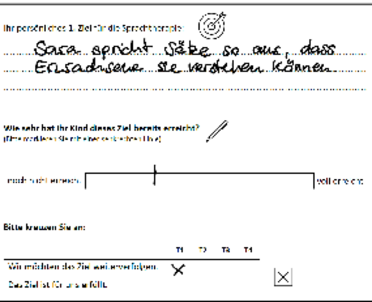 Erste Seite der VAS für die Kindersprachtherapie
