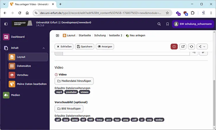 Screenshot: Mediendatei hinzufügen
