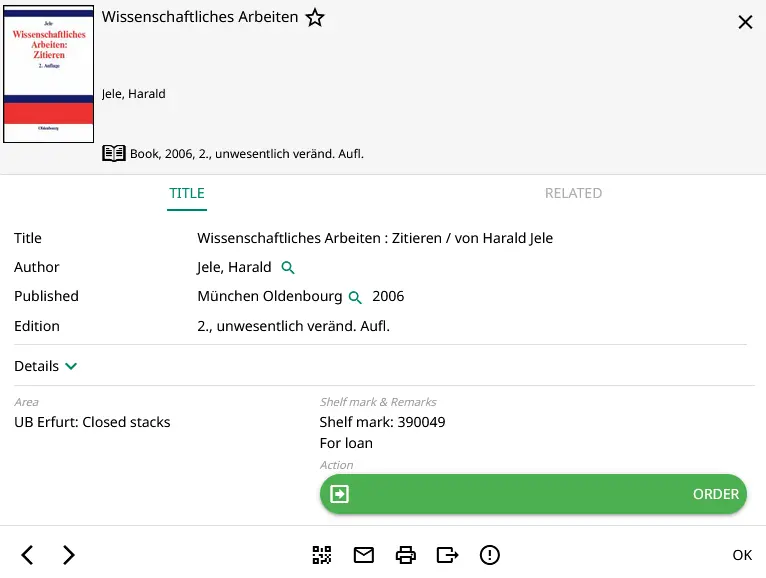 Book from the closed stacks