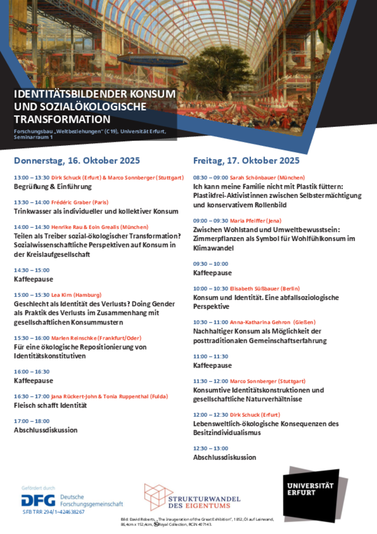 Programm zum Workshop Identitätsbildender Konsum