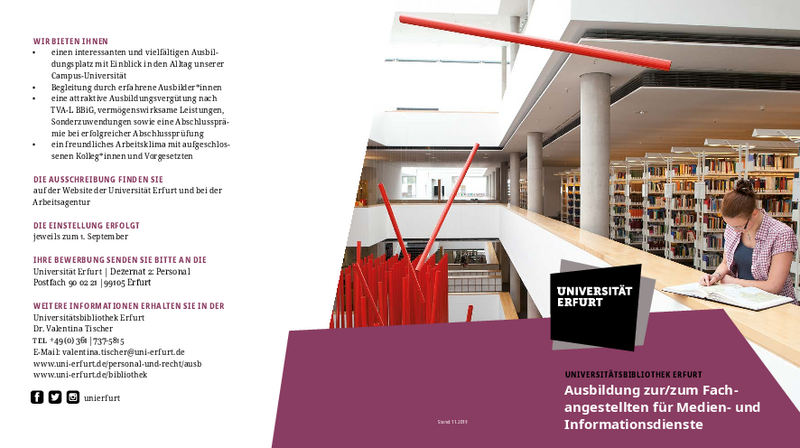 Info-Flyer zur Ausbildung an der Uni Erfurt