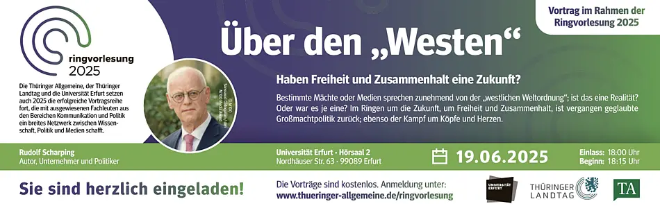 advertisement for the lecture series with Rudolf Scharping