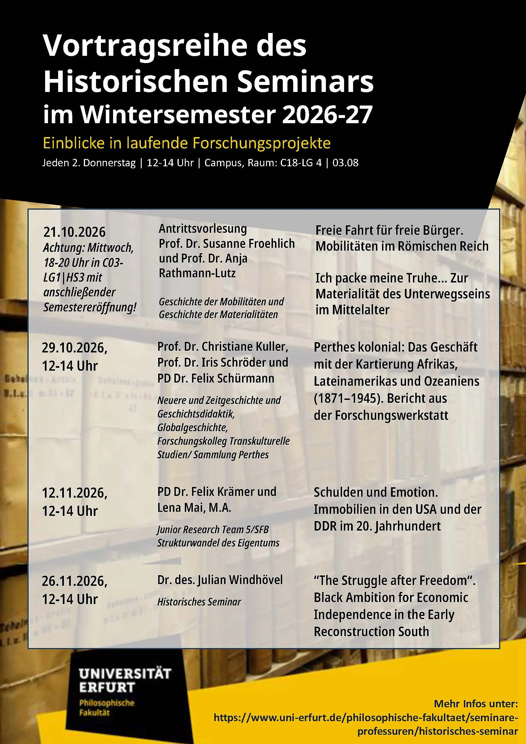 Programm der Vortragsreihe - Teil 1