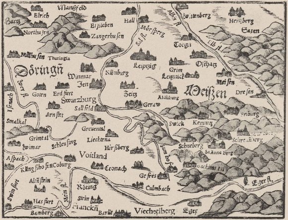 historische Karte von Thüringen