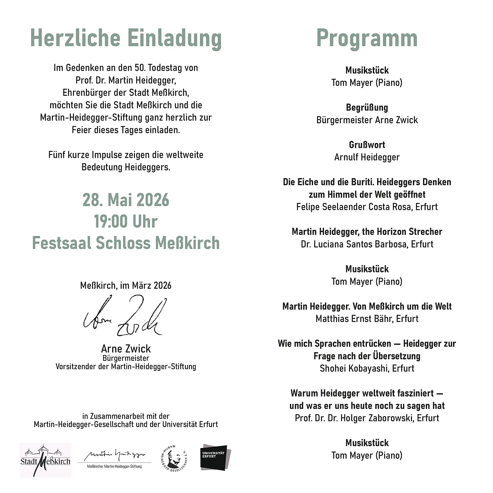 Programm Gedenkfeier