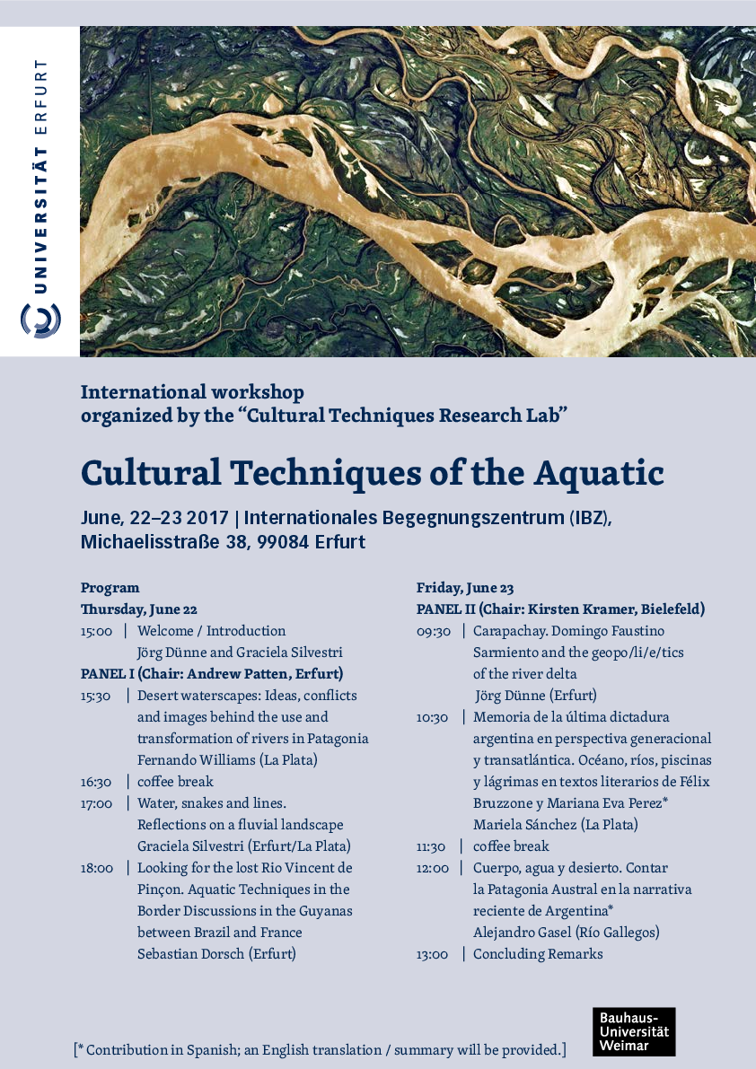 Aushang und Programm zum Workshop Cultural Techniques of the Aquatic