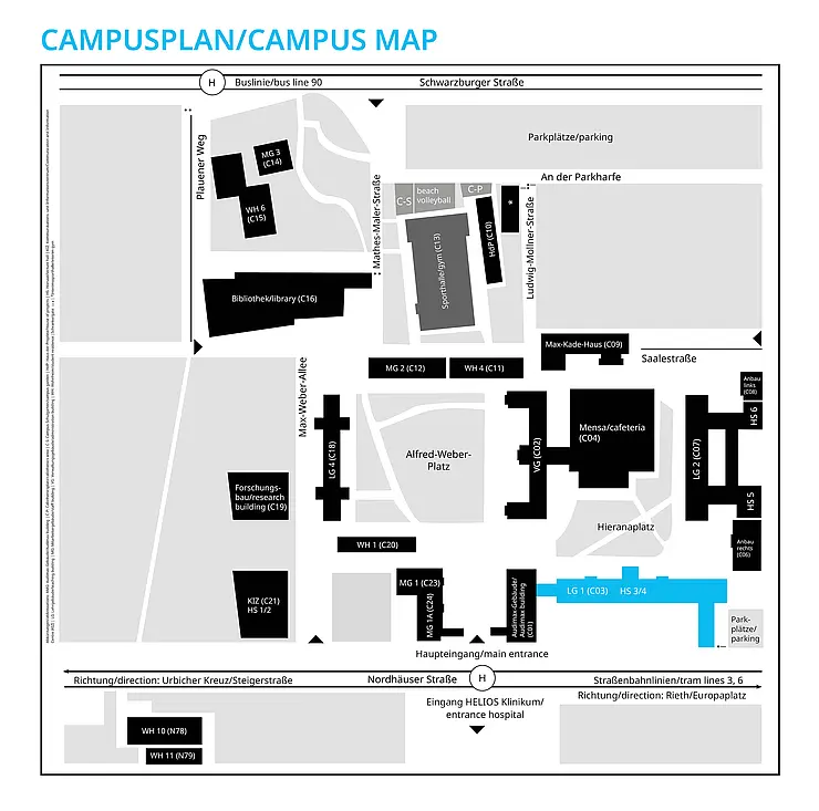 Campusplan des Lehrgebäudes 1