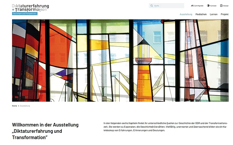 screenshot oft the exhibition website