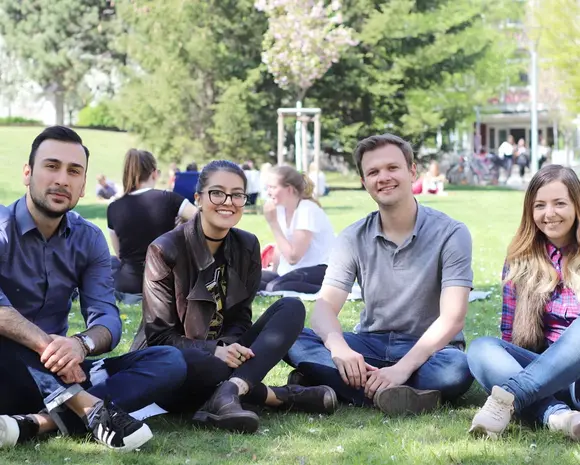 International students sitted in the yard