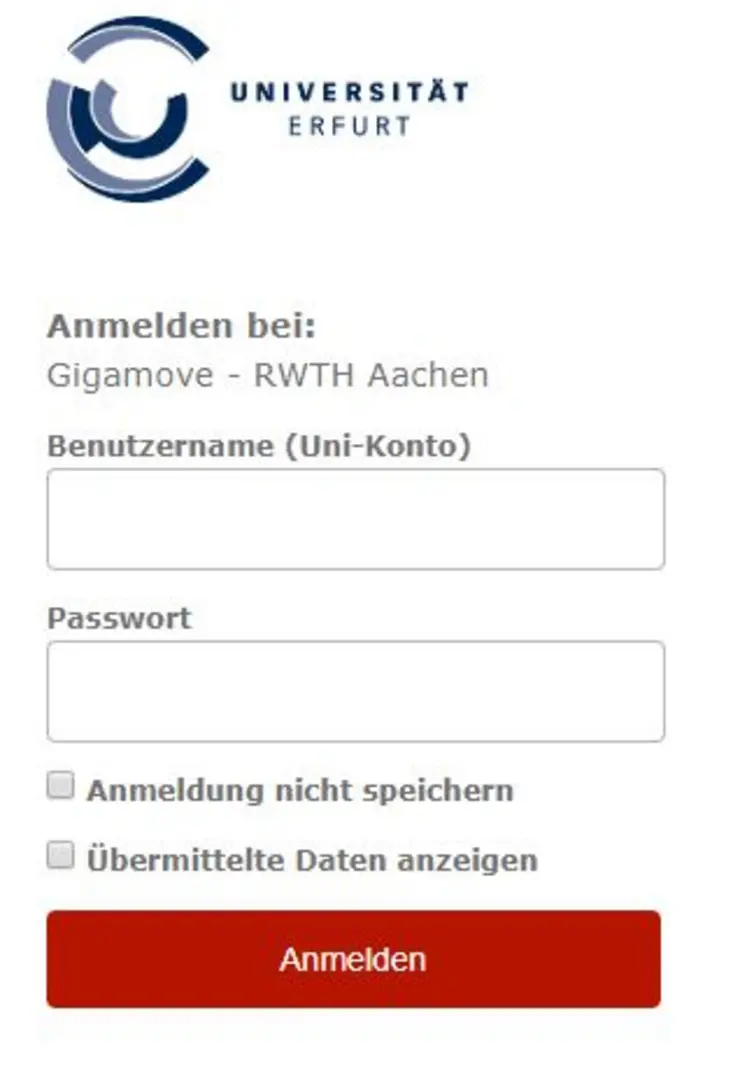 Anmeldung mit Benutzername und Passwort