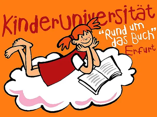 Plakatmotiv der Kinderuni "Rund um das Buch"