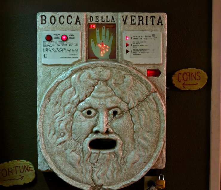 The Bocca Della Verita fortune-telling machine at the Ripley's Believe It or Not attraction in Grand Prairie, Texas