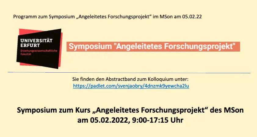 Symposium Angeleitetes Forschungsprojekt