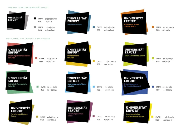 Übersicht Farbwerte Logos