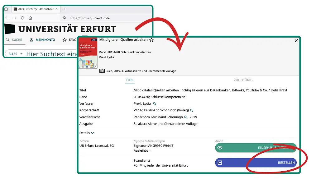Bestellbutton in Discovery