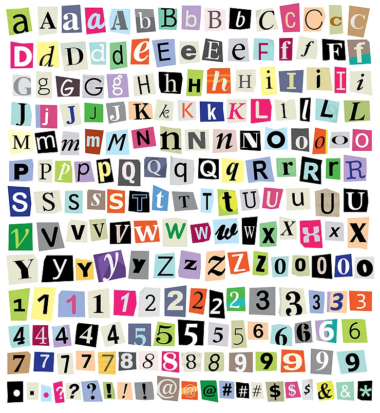 Viele bunte Buchstaben