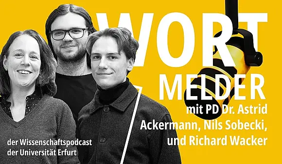 PD Dr. Ackermann, Nils Sobecki und Richard Wacker stehen am Mikrofon bereit