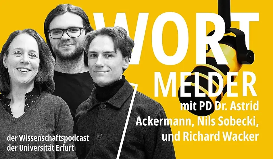 PD Dr. Ackermann, Nils Sobecki und Richard Wacker stehen am Mikrofon bereit