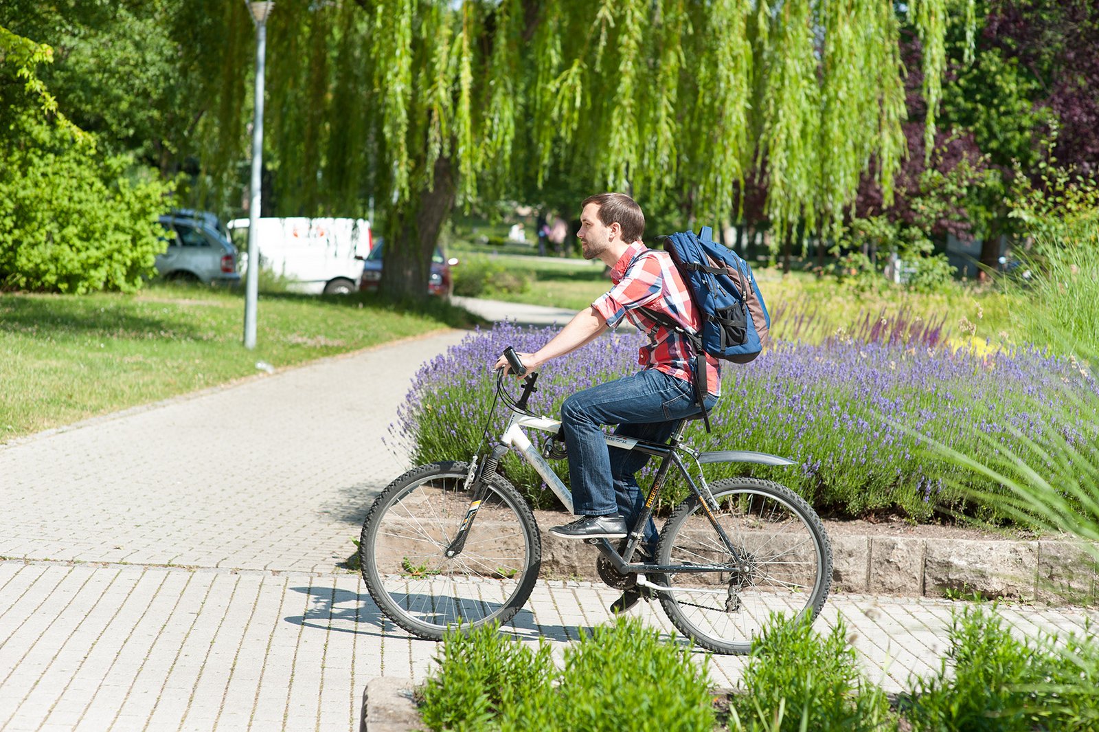 Student auf Fahrrad