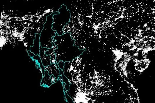 Administrative boundaries of Myanmar on basis of GIS data from U.S. Navy