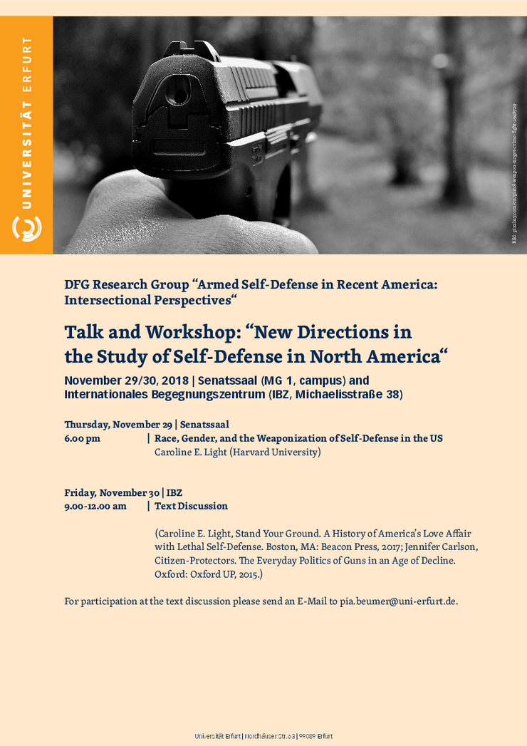 Plakat “New Directions in the Study of Self-Defense in North America“
