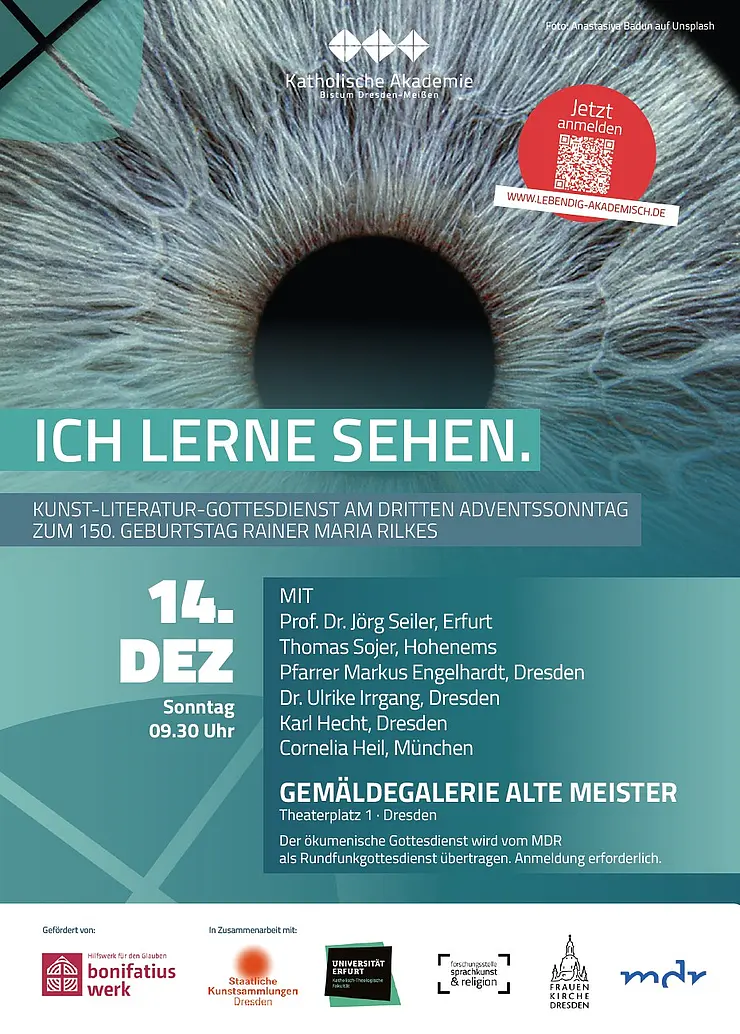 Veranstaltungsflyer zum Rilke-Gottesdienst