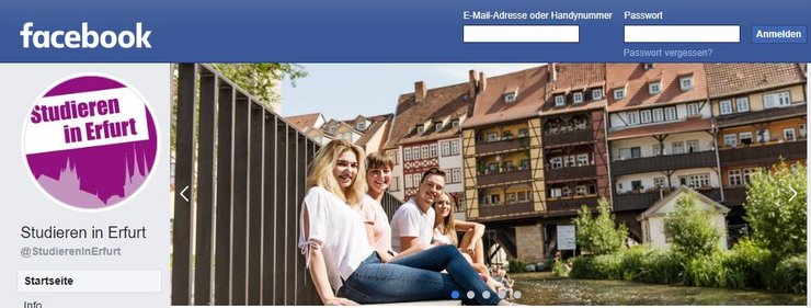 Facebookkanal "Studieren in Erfurt"