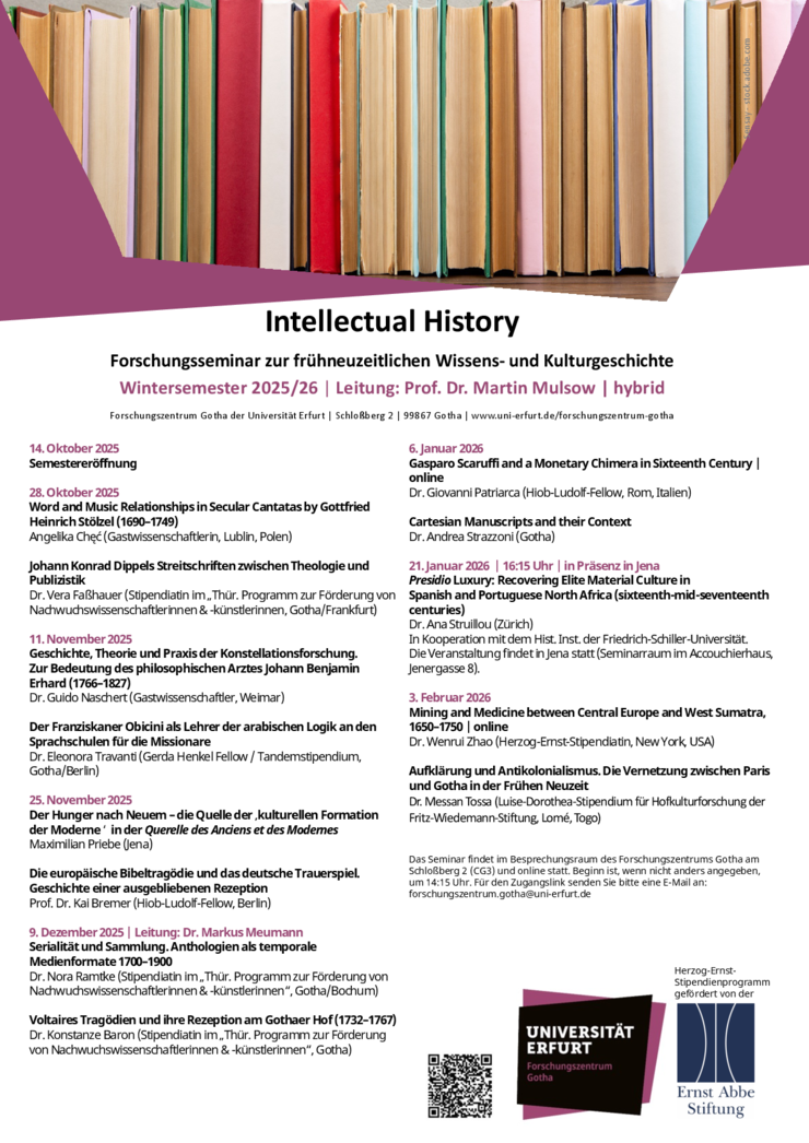Programm zum Intellectual History Seminar im Wintersemester 2025/2026