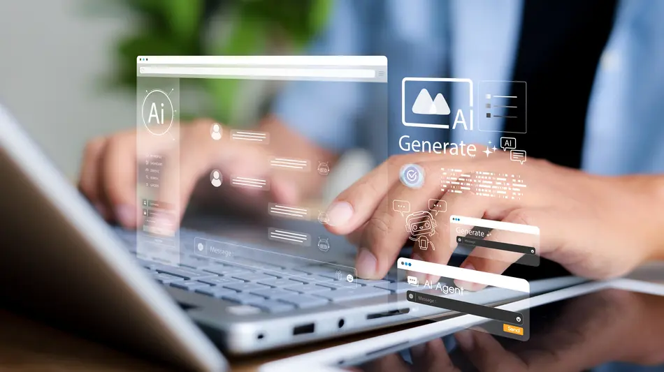 a person typing on a laptop