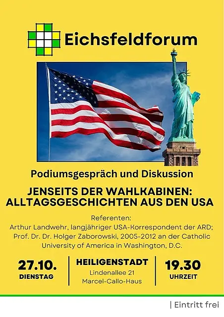 Programmposter mit amerikanischer Flagge