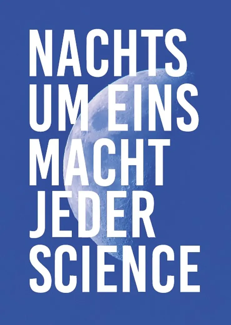 Postkarte mit Schriftzug "Nachts um eins macht jeder Science"