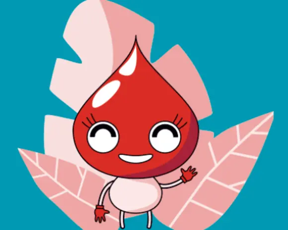 Comic-art Blutstropfen mit Gesicht