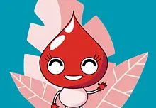 Comic-art Blutstropfen mit Gesicht