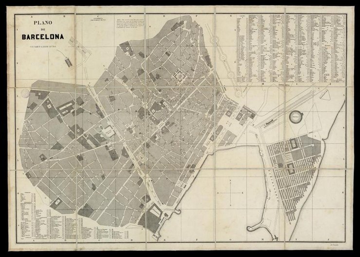 R. Alabern, Plano de Barcelona, 1858 (© Institut Cartogràfic de Catalunya)